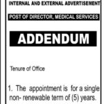 INTERNAL AND EXTERNAL ADVERTISEMENT – POST OF DIRECTOR, MEDICAL SERVICES (ADDENDUM)