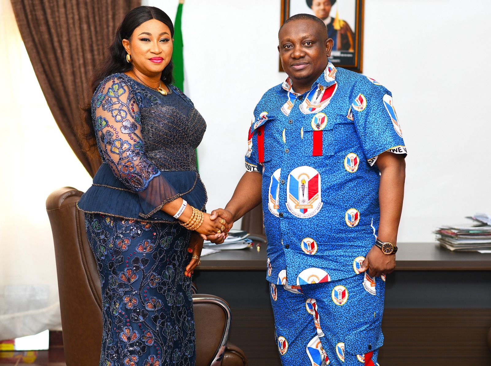 You are currently viewing FEDERAL POLYTECHNIC OKO RECTOR DR.CHIOMA AWUZIE PAYS COURTESY VISIT TO NAU VICE CHANCELLOR